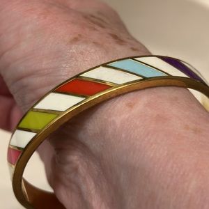 VINTAGE AND NEVER USED, KATE SPADE STRIPED BRACELET BASE IS GOLD-TONE.